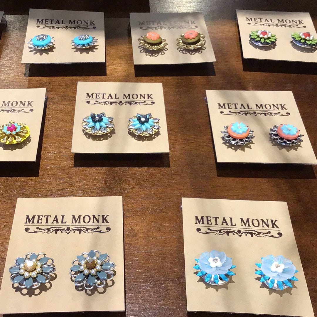 Metal Monk Stud Earrings