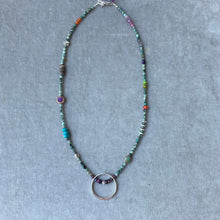 Load image into Gallery viewer, Chrysocolla, Sapphire and Silver Circle Necklace