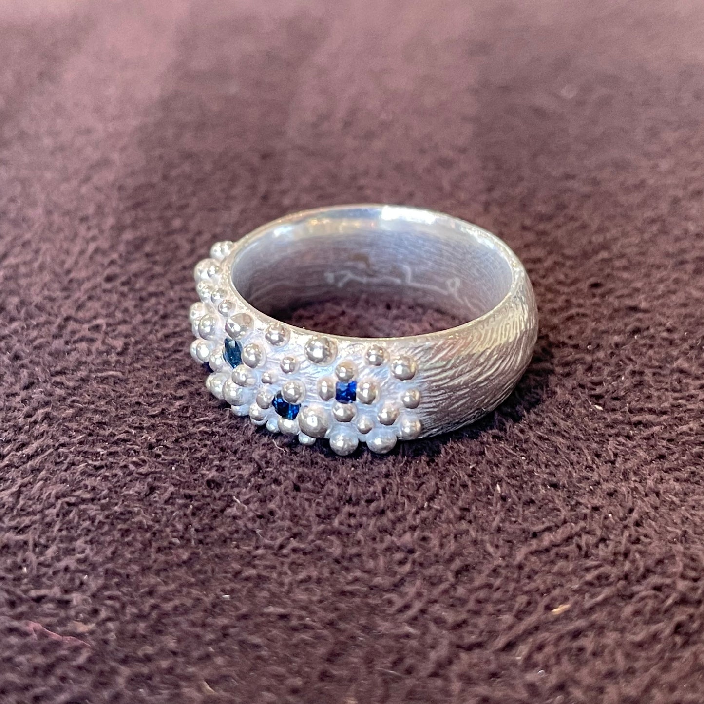 Bumpy Sapphire Cluster Ring