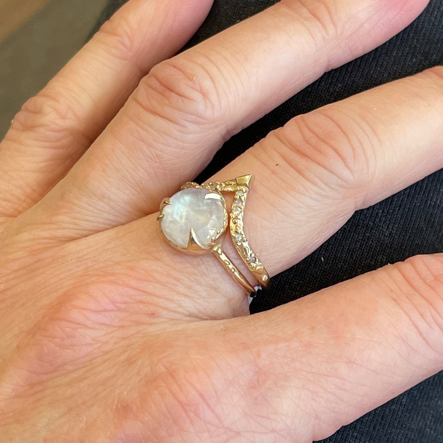 “Mystical Solitaire” moonstone and yellow gold