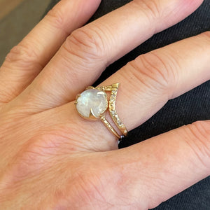 “Mystical Solitaire” moonstone and yellow gold