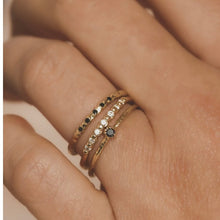 Load image into Gallery viewer, 14K Gold band with black diamonds