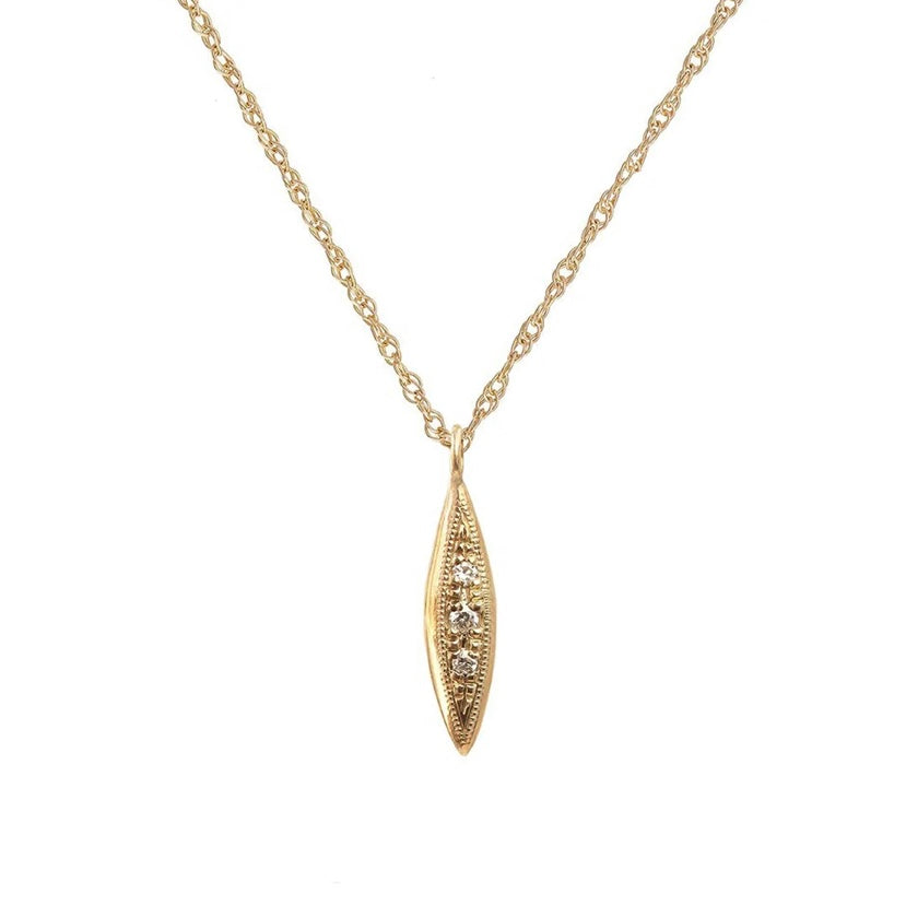 Solid Gold  Triple Diamond Peak Necklace