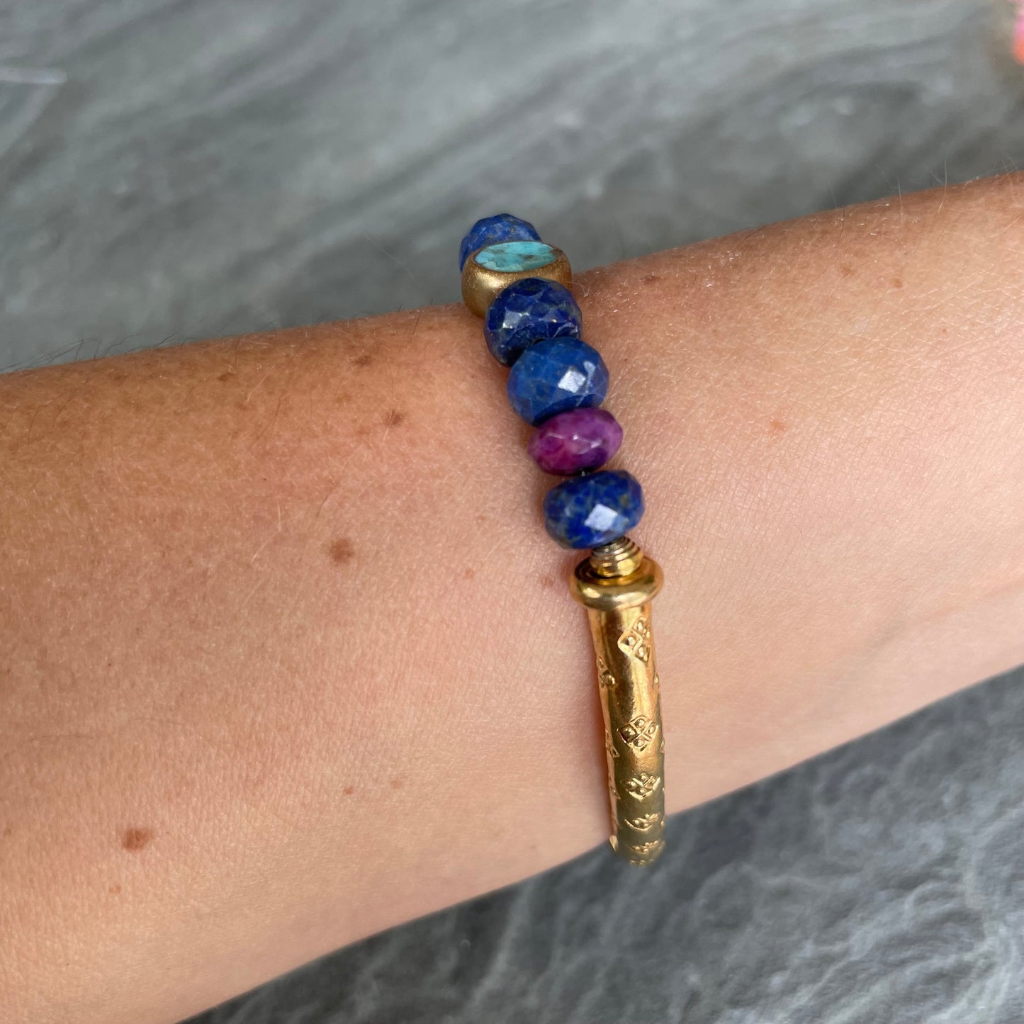 Faceted Lapis Beaded Bracelet