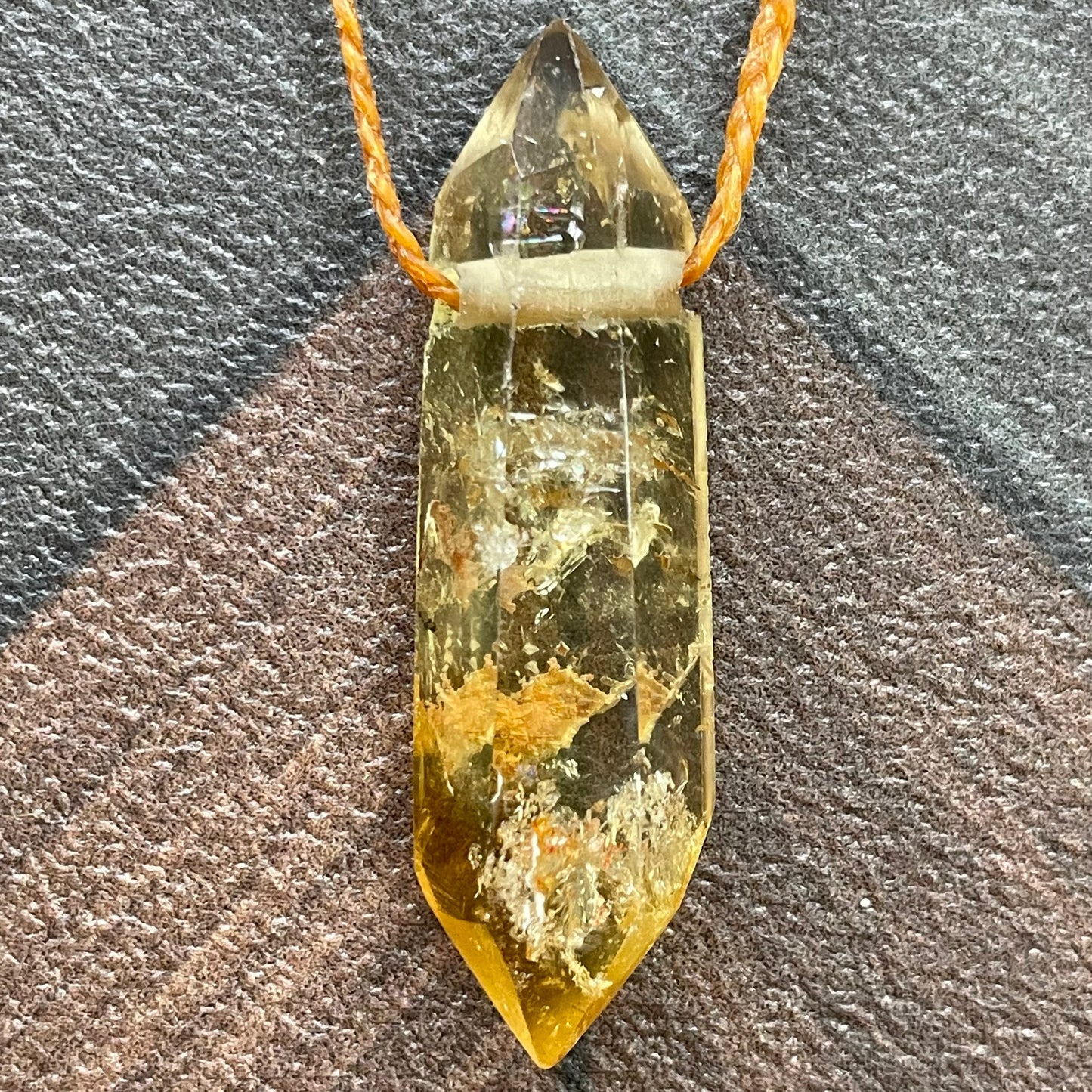 Citrine on linen Necklace