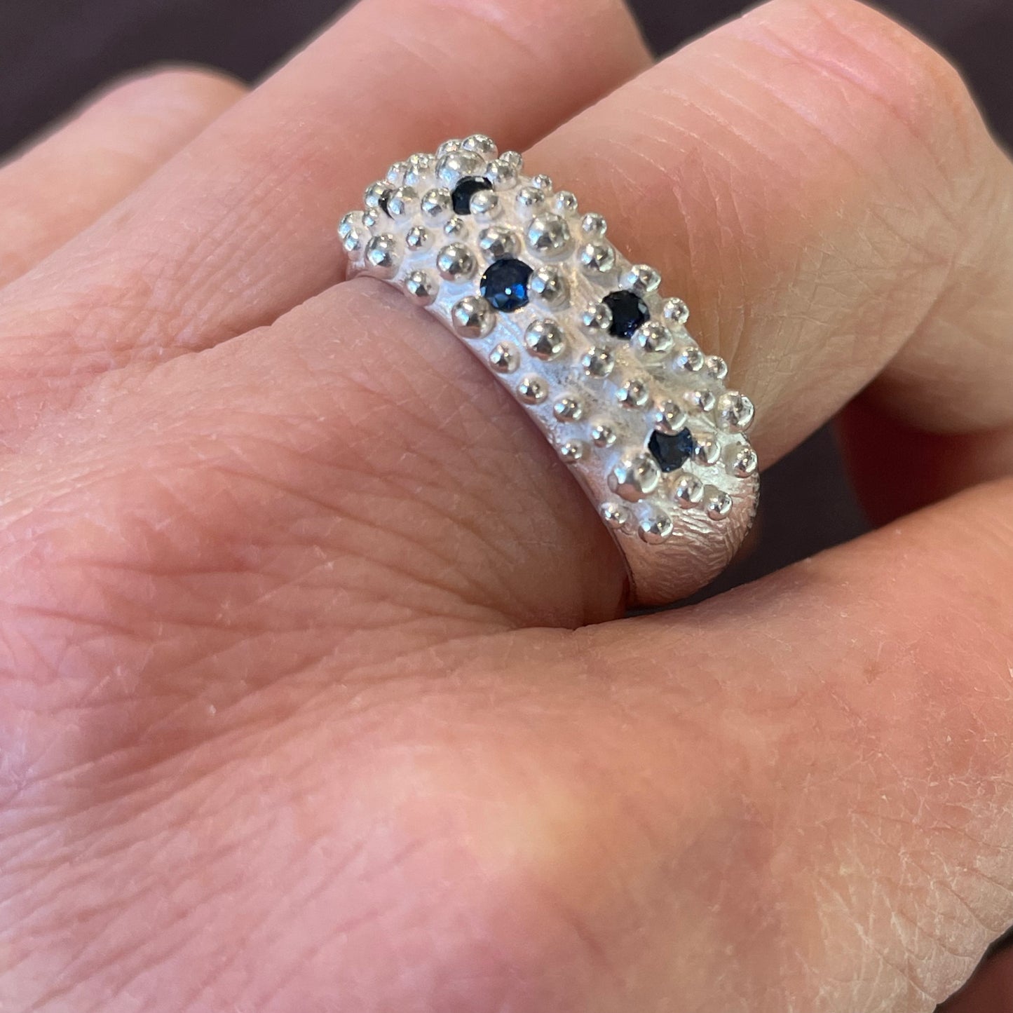 Bumpy Sapphire Cluster Ring