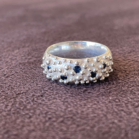 Bumpy Sapphire Cluster Ring