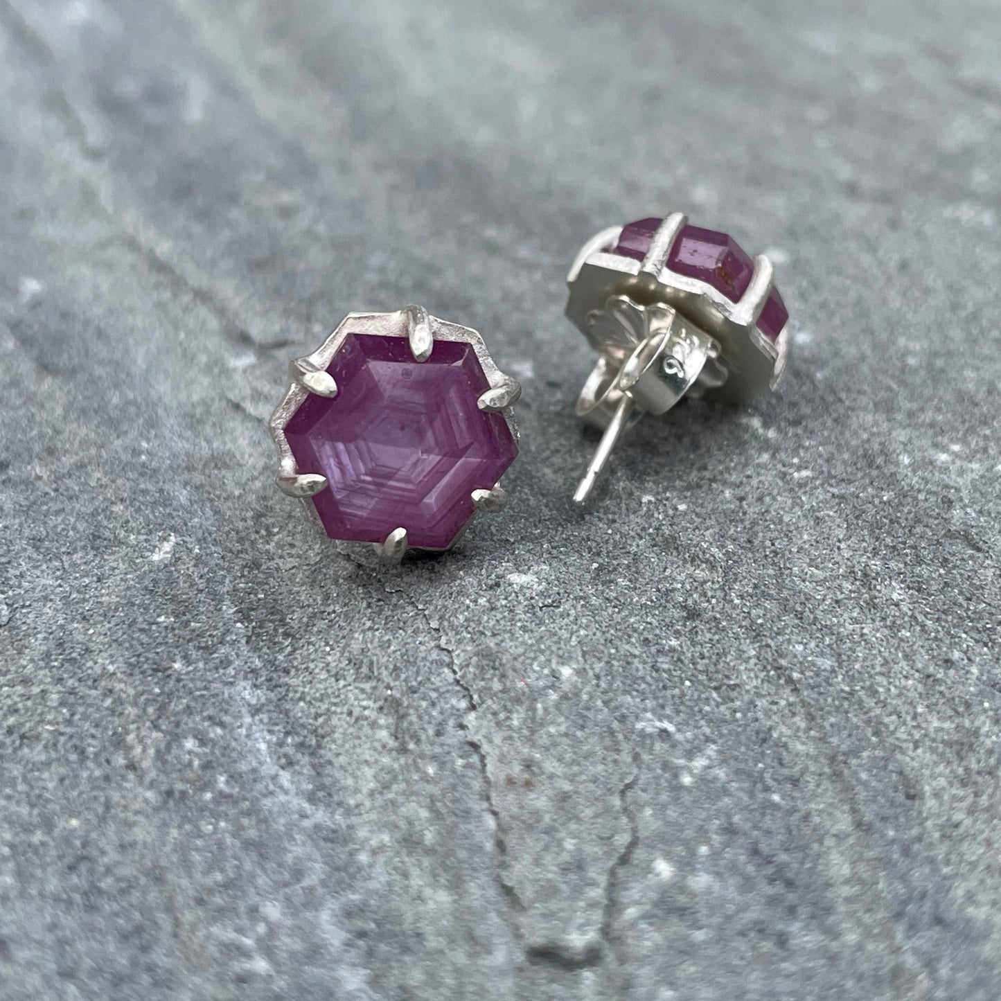 Pink Star Sapphire Hexy Studs