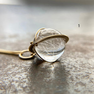 Captured Rutilated Quartz Orb Necklace