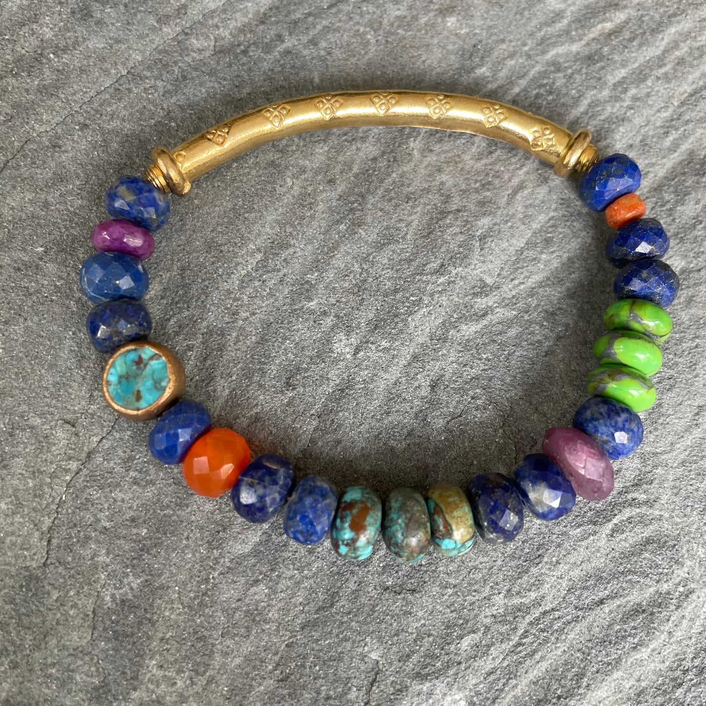Faceted Lapis Beaded Bracelet