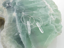 Load image into Gallery viewer, Silver Hoop Earrings | Raw Stone Hoops