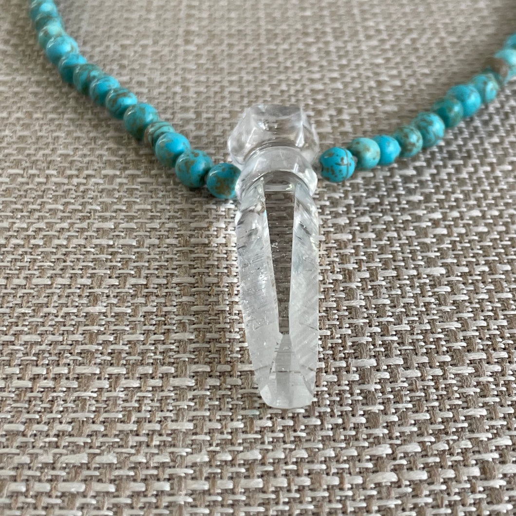 Carved Crystal and Turquoise beads Necklace
