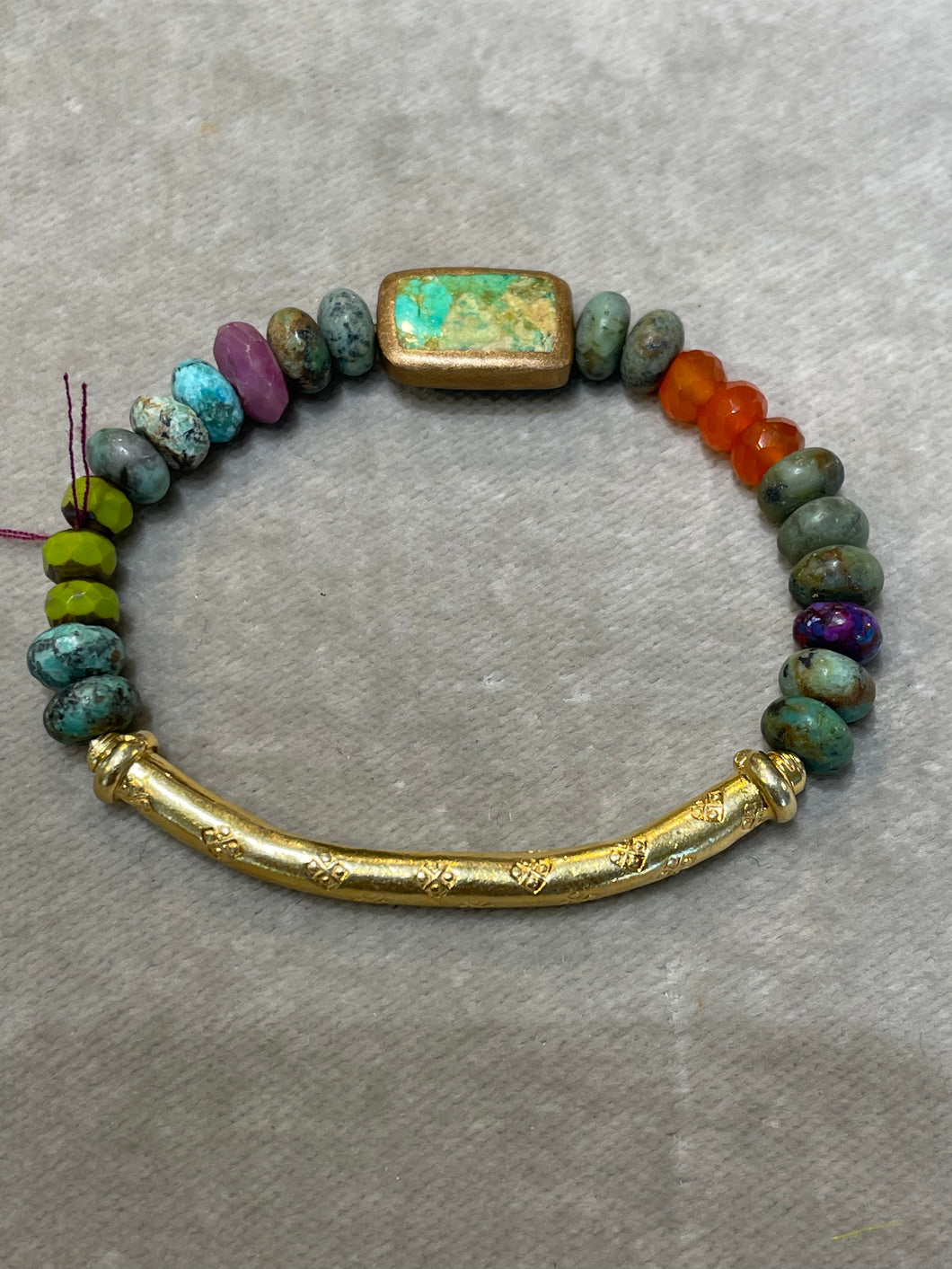 African Turquoise with Turquoise Rondelle Bracelet