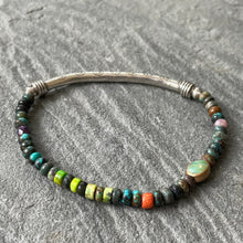 Load image into Gallery viewer, Turquoise and Hill Tribe Silver Bracelet