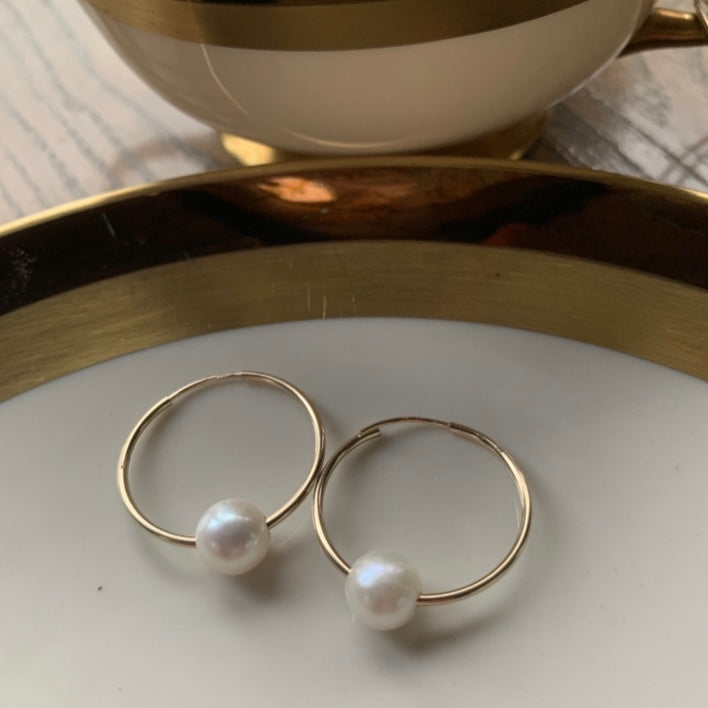 "Venice" Pearl Hoop Earrings