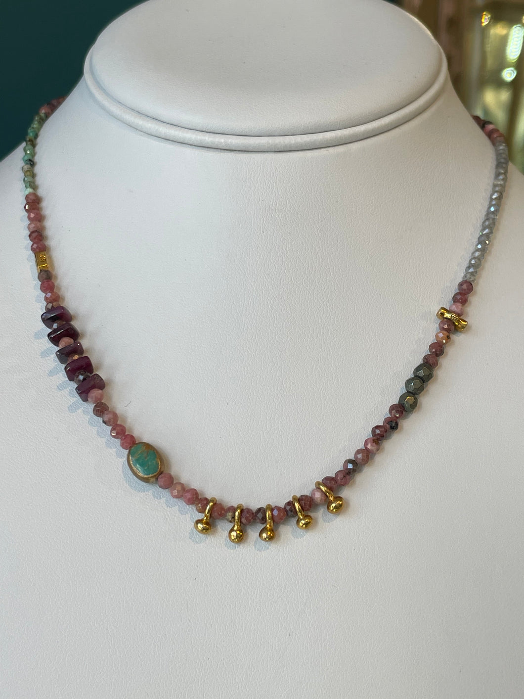 Thulite and Labradorite Necklace
