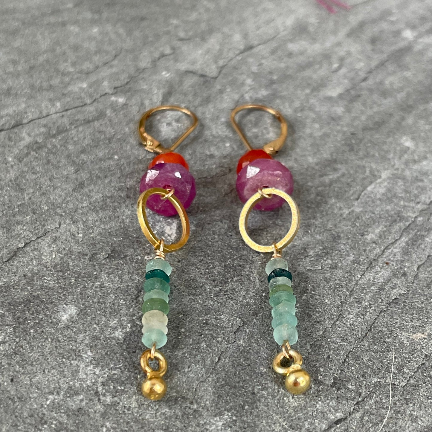 Semi-Precious Dangle Earrings with circles