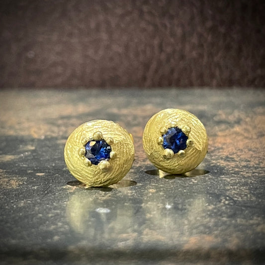 18K Studs with Blue Sapphire