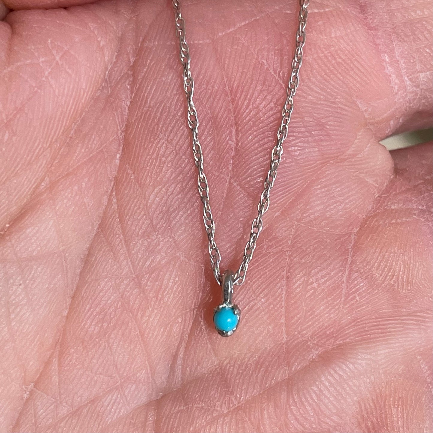 Dainty Turquoise Pendant on Sterling Chain