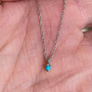 Dainty Turquoise Pendant on Sterling Chain