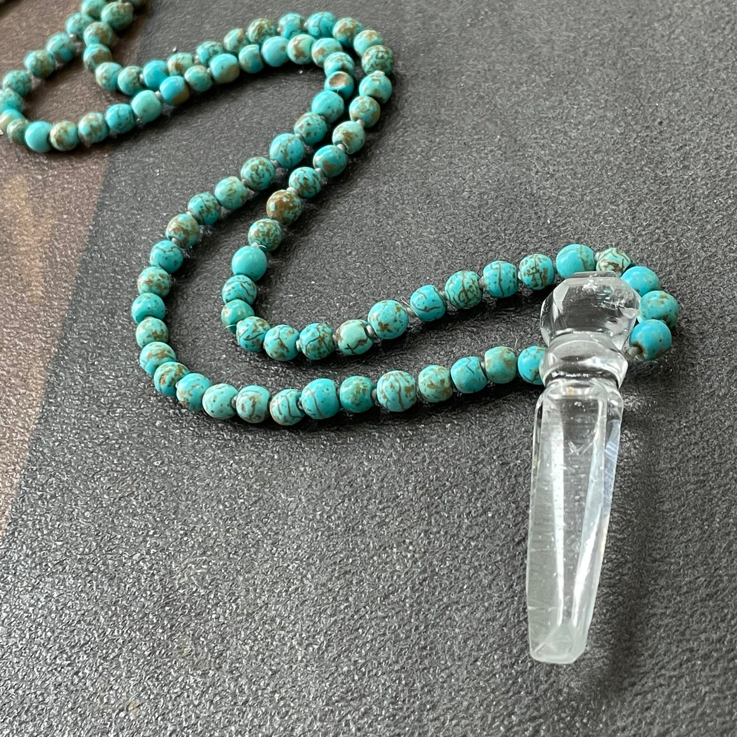 Carved Crystal and Turquoise beads Necklace