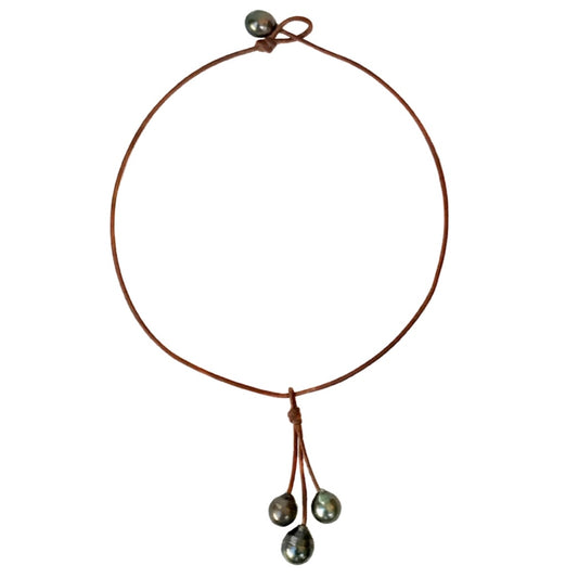 "Rain" 3 Tahitian Pearls Necklace