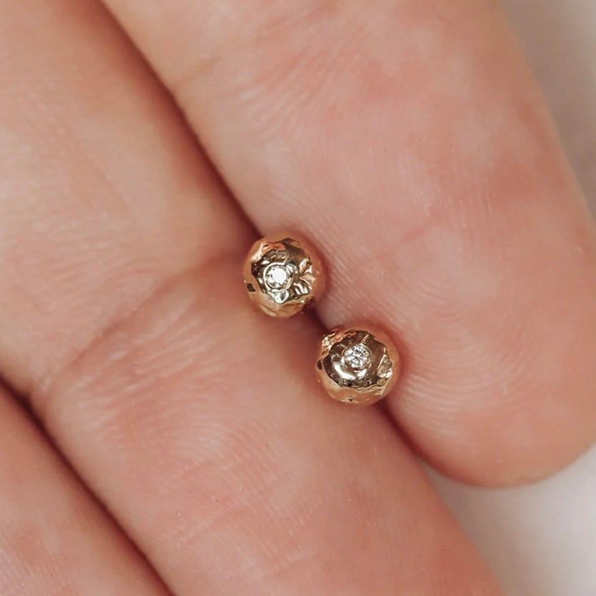 Gold Diamond Pebble Studs