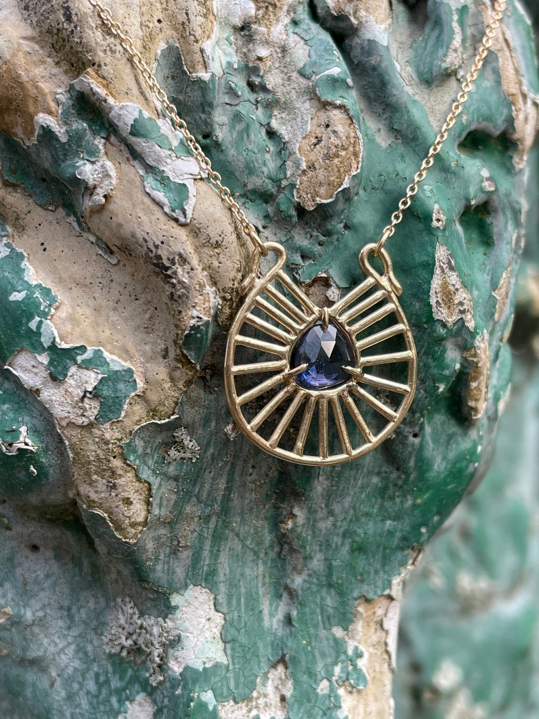 Cosmic Web Sapphire Pear Necklace
