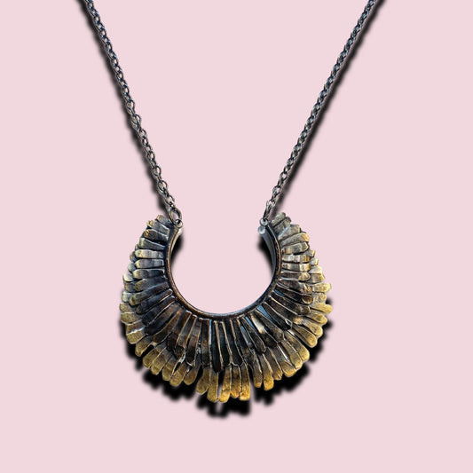 Bronze Feather Necklace on Sterling Chain
