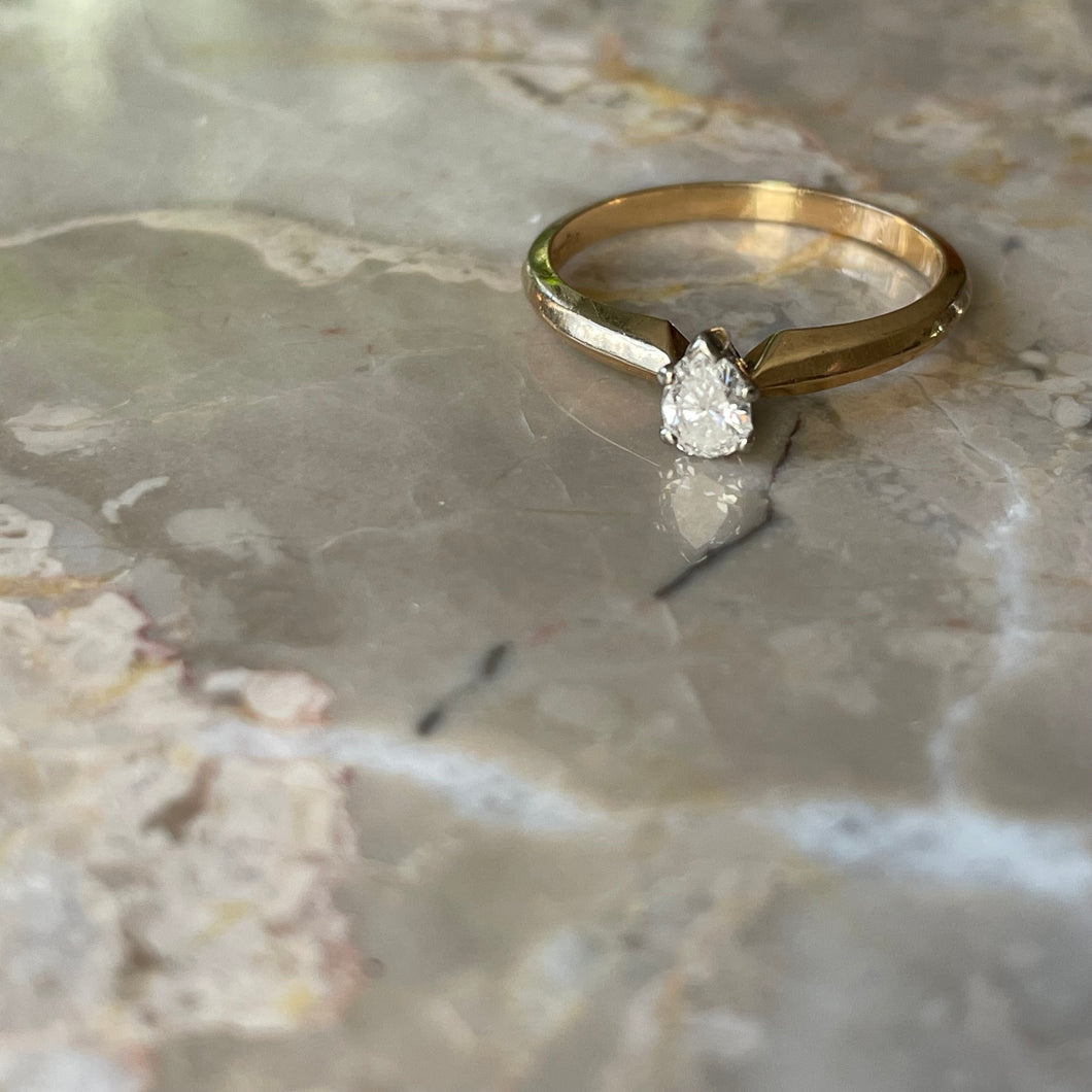 Pear-cut Diamond Solitaire Ring