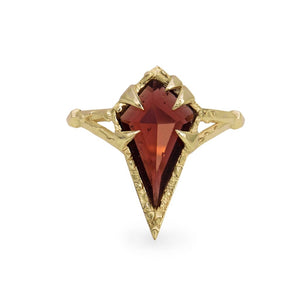 "Mystical Solitaire" ring in 10k Yellow Gold with Garnet