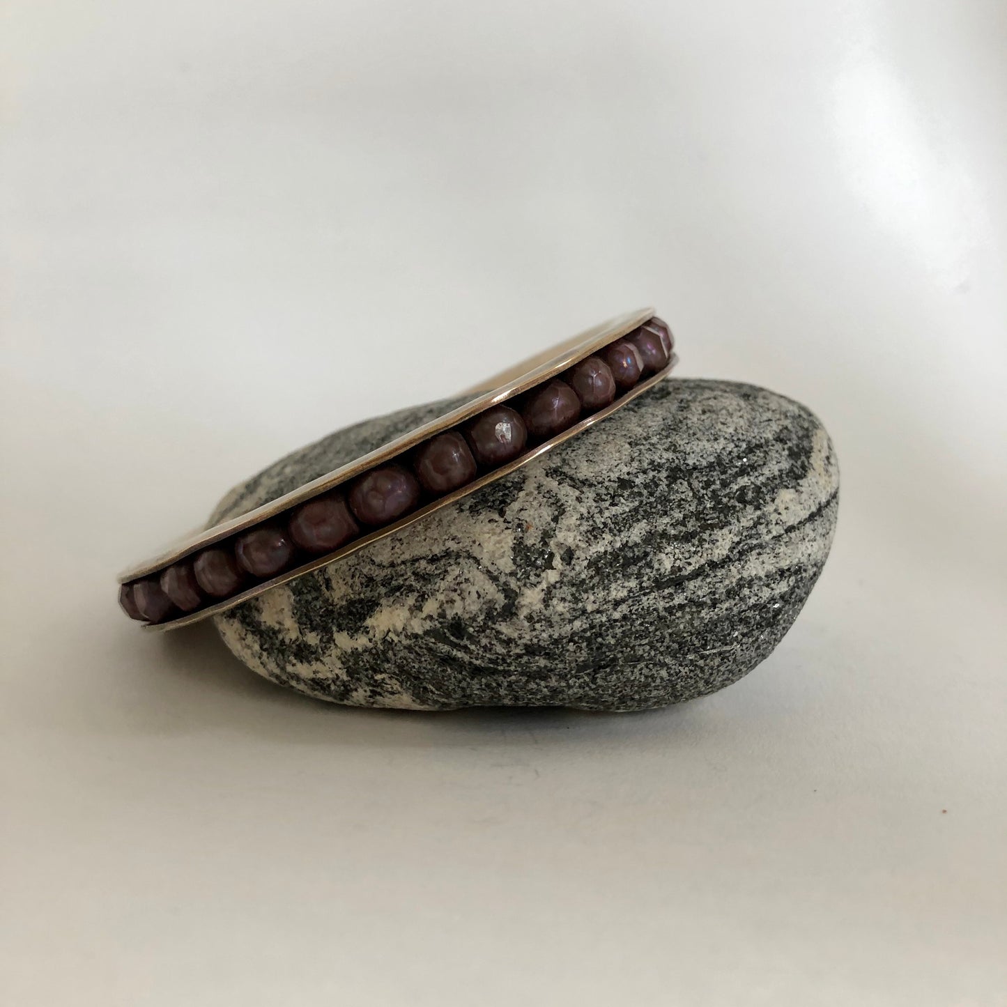 Bronze and Pearl Bangle Bracelet