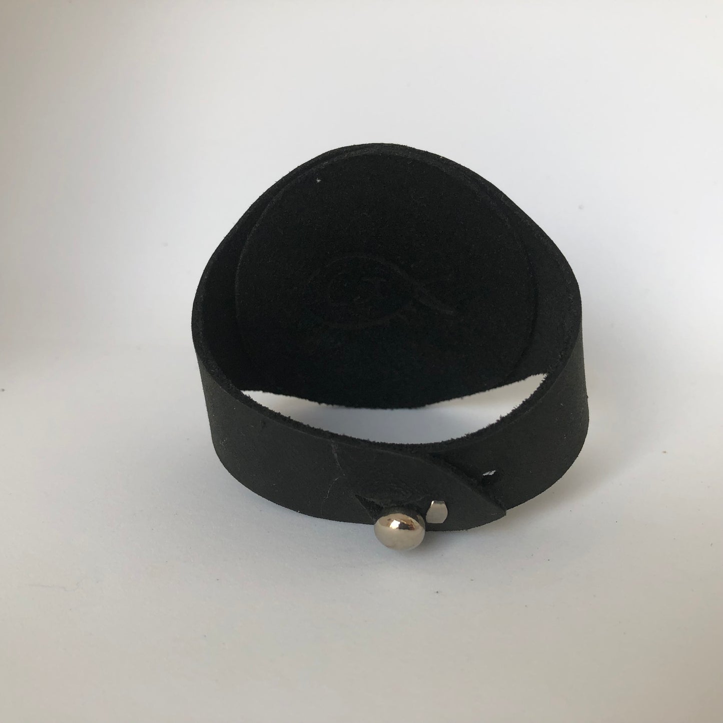 Mermaid Cuff Bracelet- Silver studded Black leather band with black fish skin