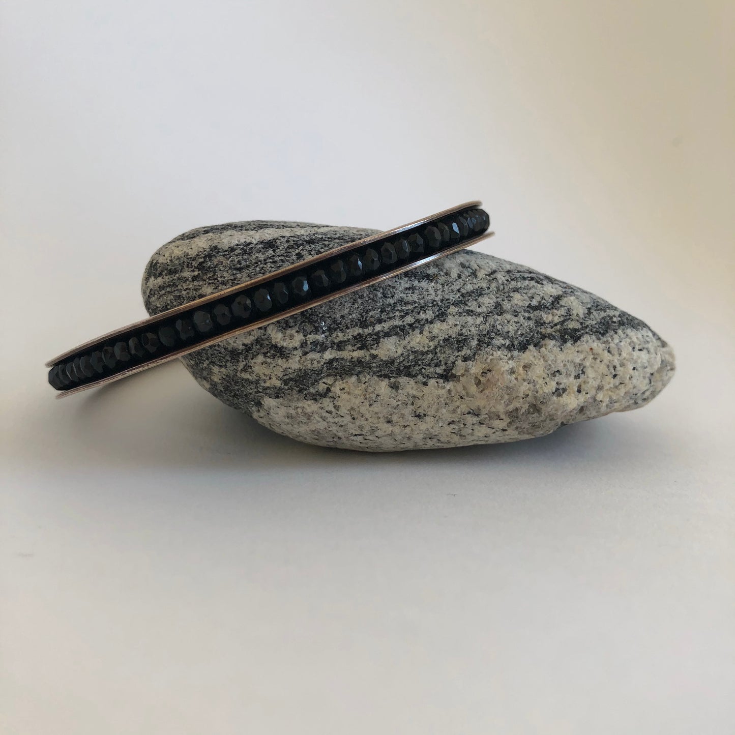 Bronze Bangle Bracelet with obsidian