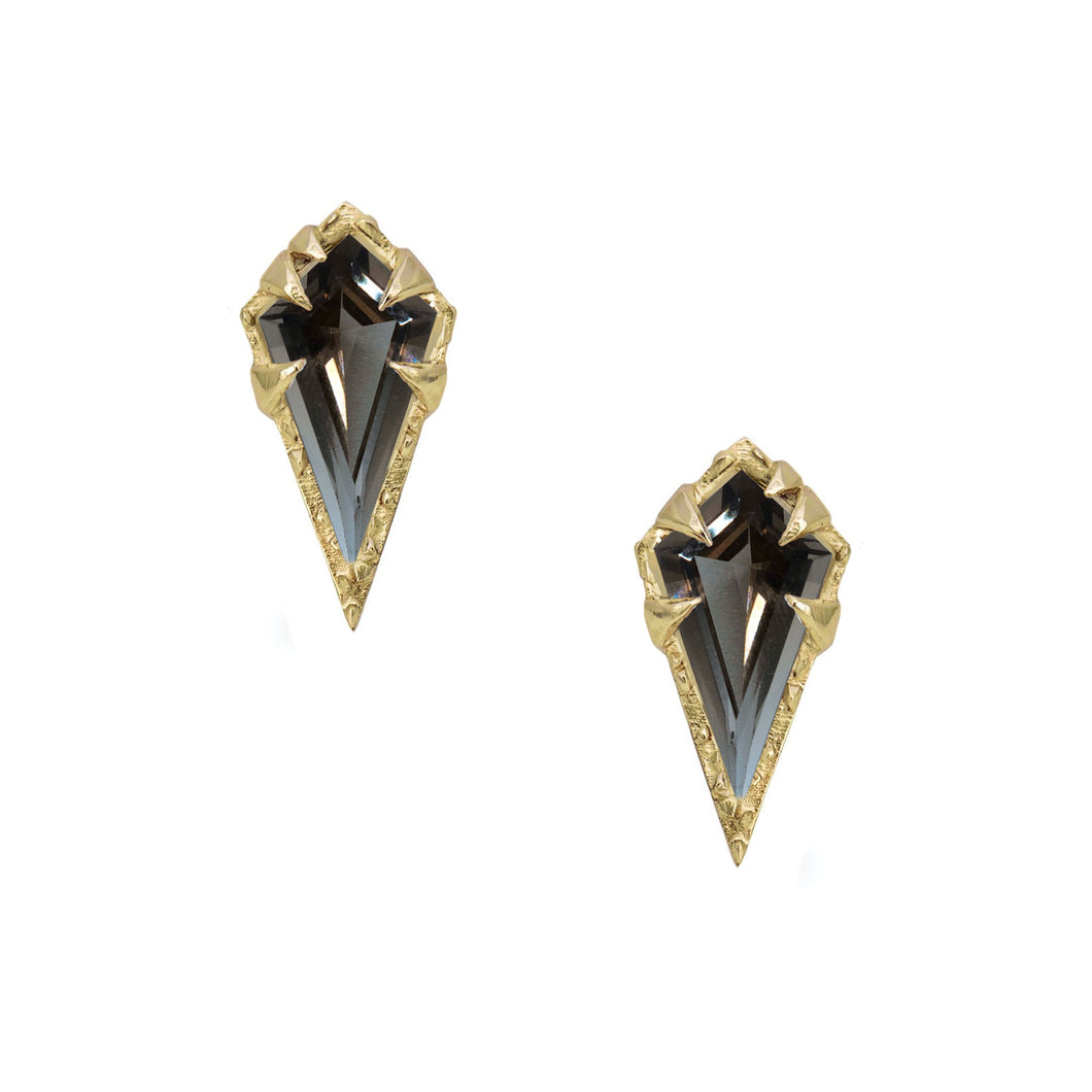 “Mystical” studs- Smoky Quartz