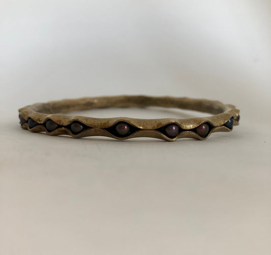 Bronze Bangle Bracelet with peacock pearls