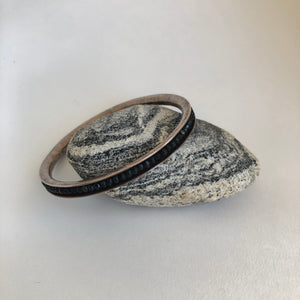 Bronze Bangle Bracelet with obsidian