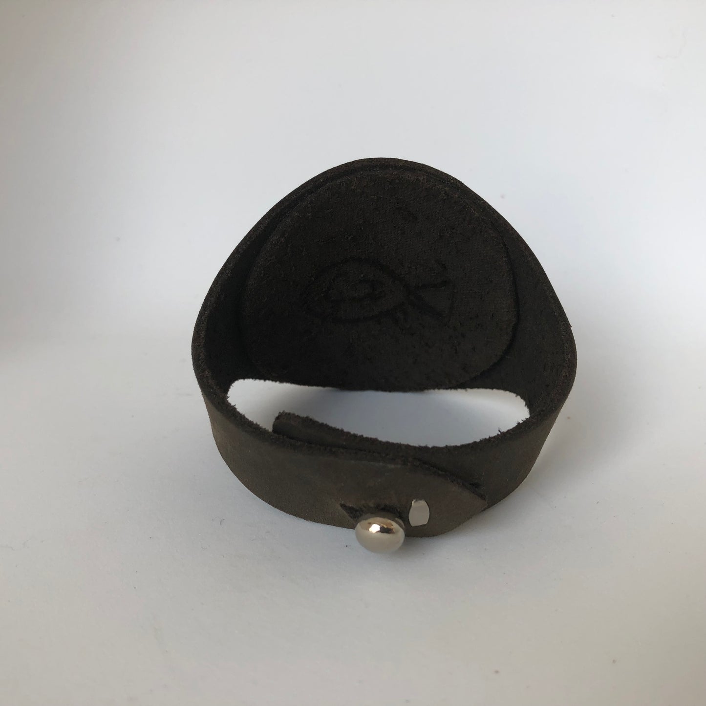 Mermaid Cuff Bracelet- Silver Studded dark grey leather with ivory and brown snake skin