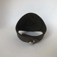 Load image into Gallery viewer, Mermaid Cuff Bracelet- Silver Studded dark grey leather with ivory and brown snake skin