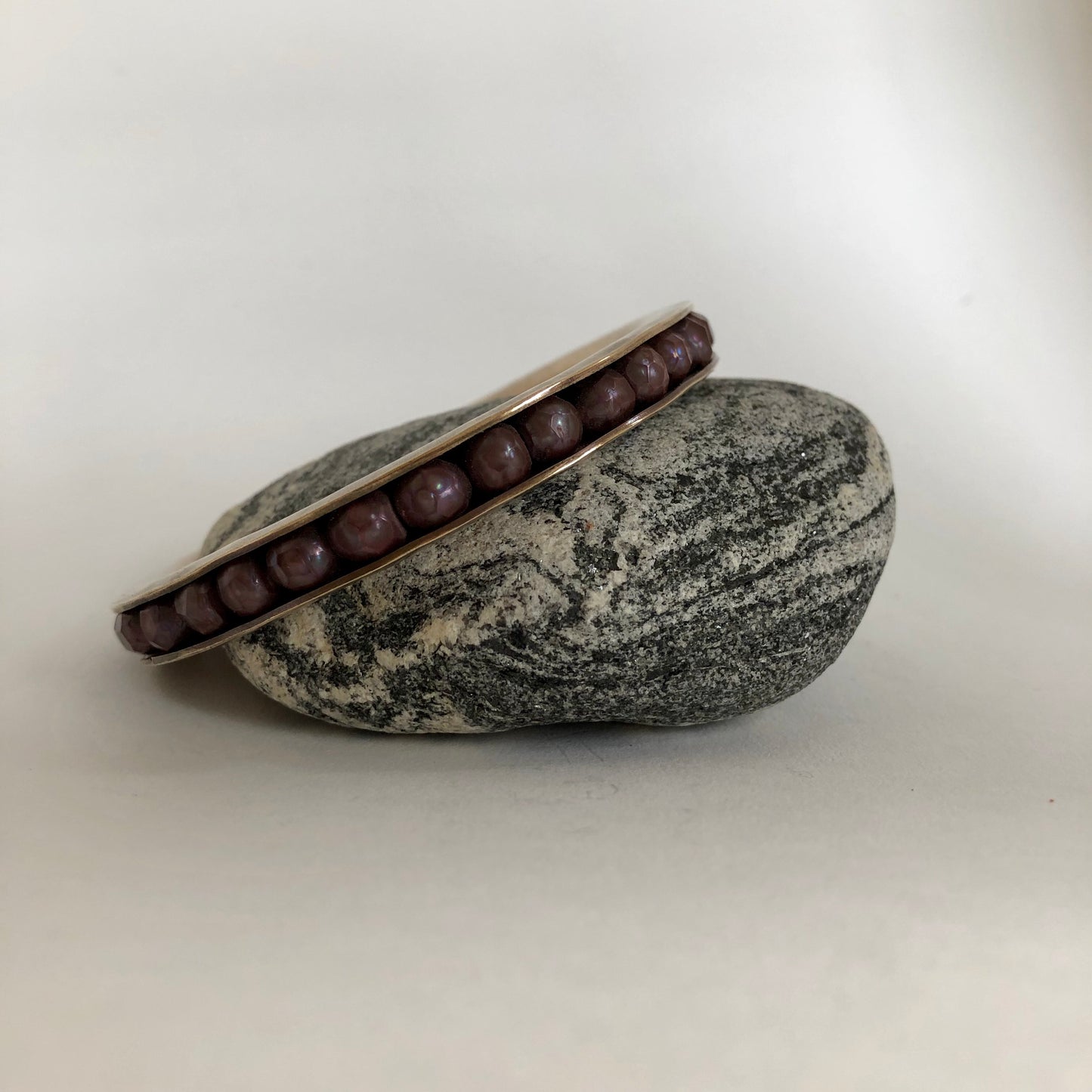Bronze and Pearl Bangle Bracelet