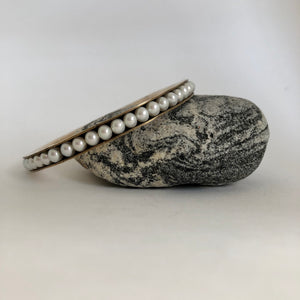 Bronze Bangle Bracelet with pearls