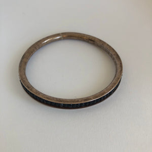 Bronze Bangle Bracelet with obsidian