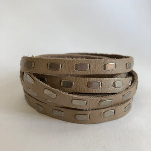 Studded leather wrap bracelet
