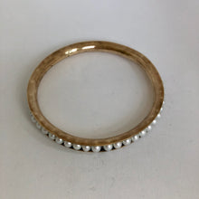 Load image into Gallery viewer, Bronze Bangle Bracelet with pearls