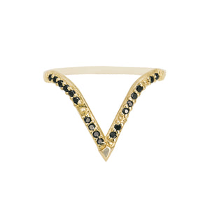 “Peak” Deep “V” studded ring